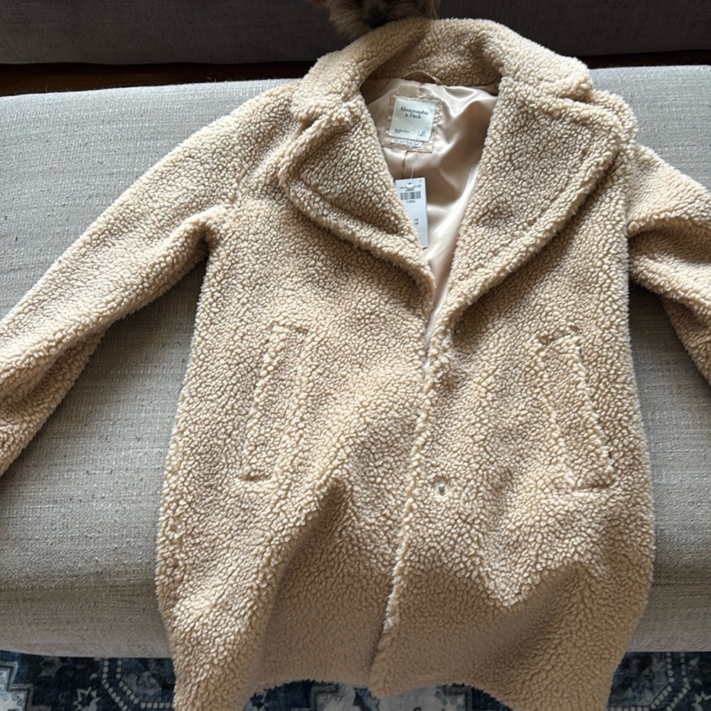 Abercrombie mid length teddy coat